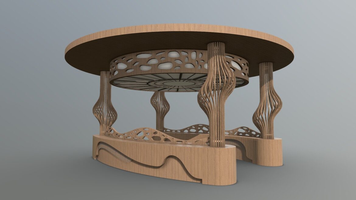 Parametric Pergola 3d Model - Modern parametric pergola 3D model render with intricate slatted design
