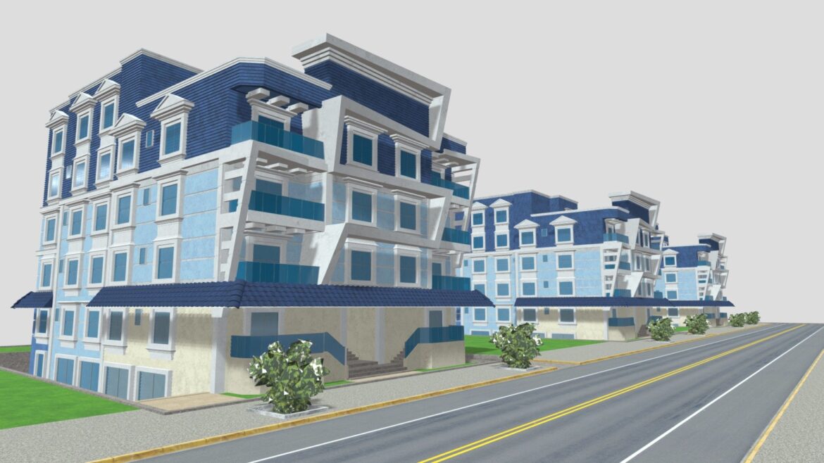 001 apartments building real scale world 3d model