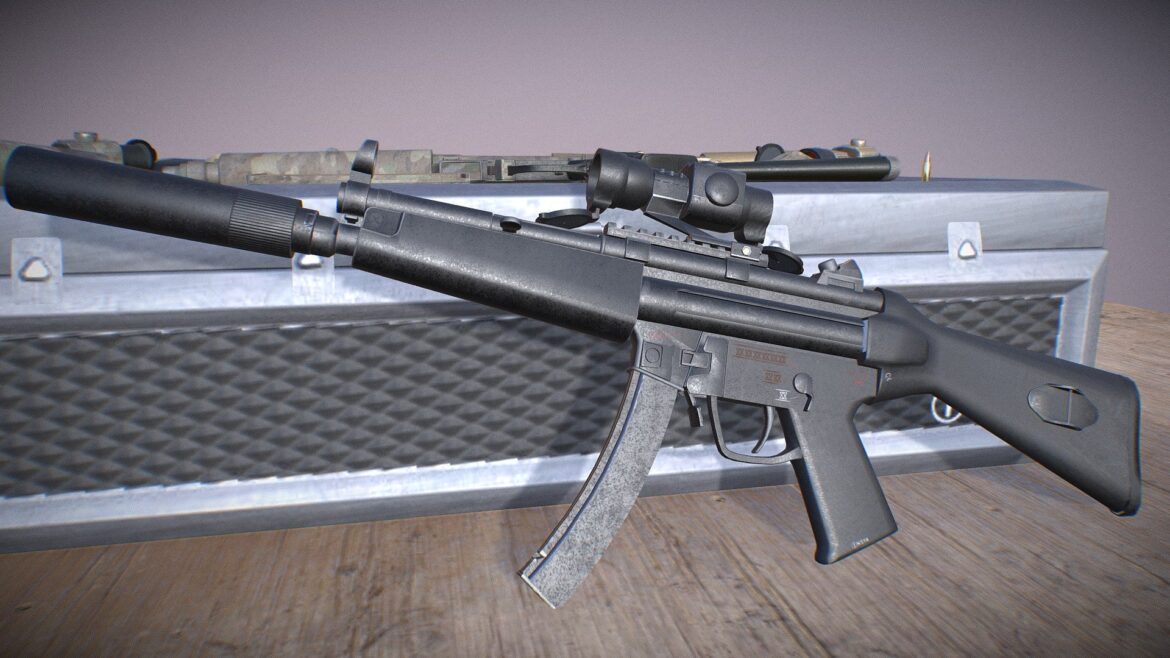 mp5 a3 game ready low poly 3d model