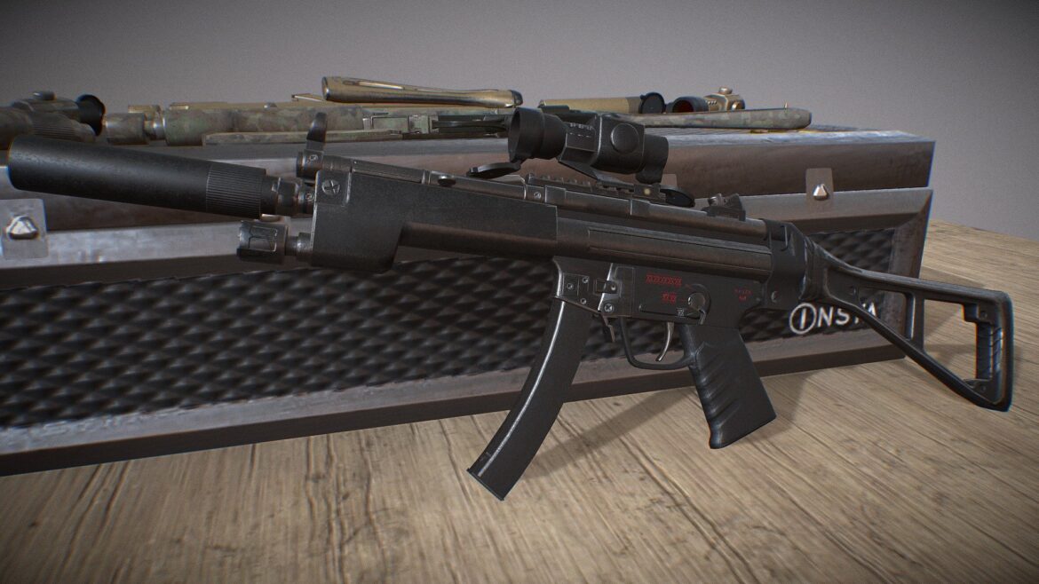 mp5 a3 game ready low poly 3d model