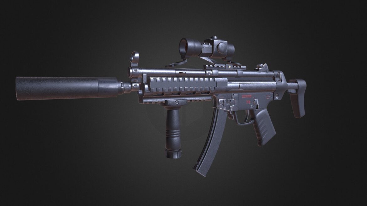 mp5 a3 game ready low poly 3d model
