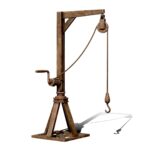 old pulley wooden lift crane 3d model