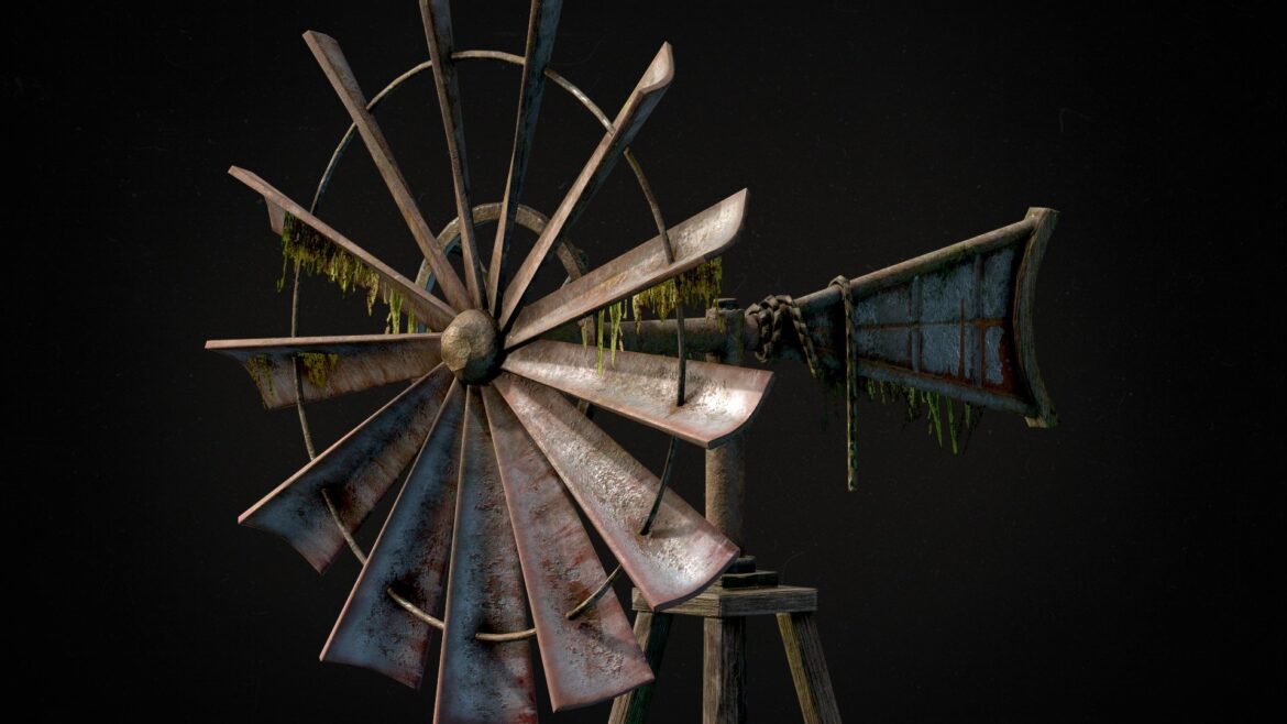 overgrown small windmill wind turbine 3d model