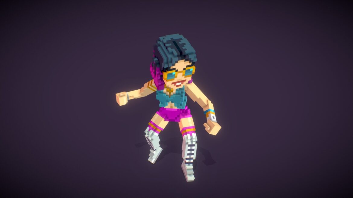 party girl voxel art 3d model