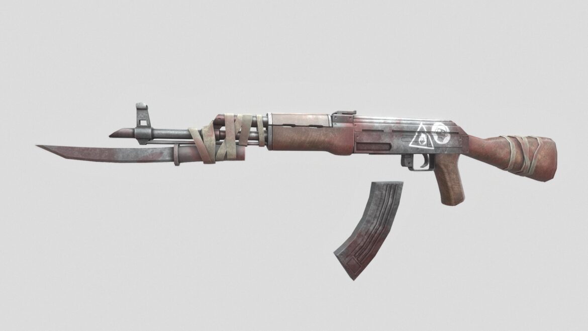 post apocalyptic ak47 3d model