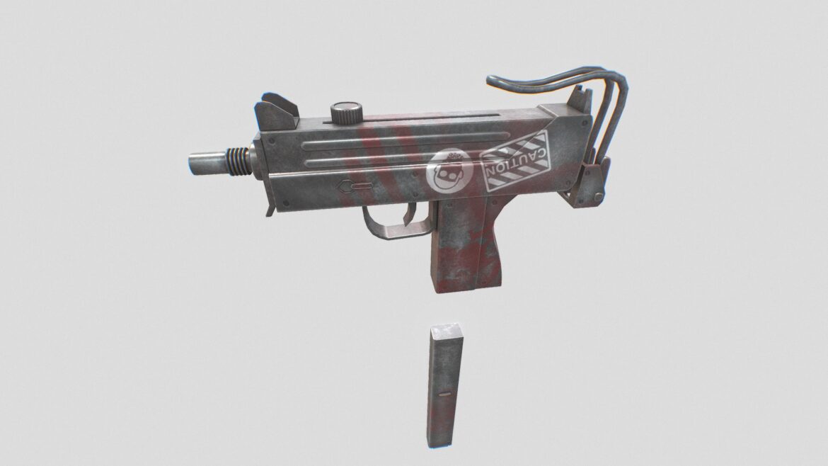 post apocalyptic mac10 3d model