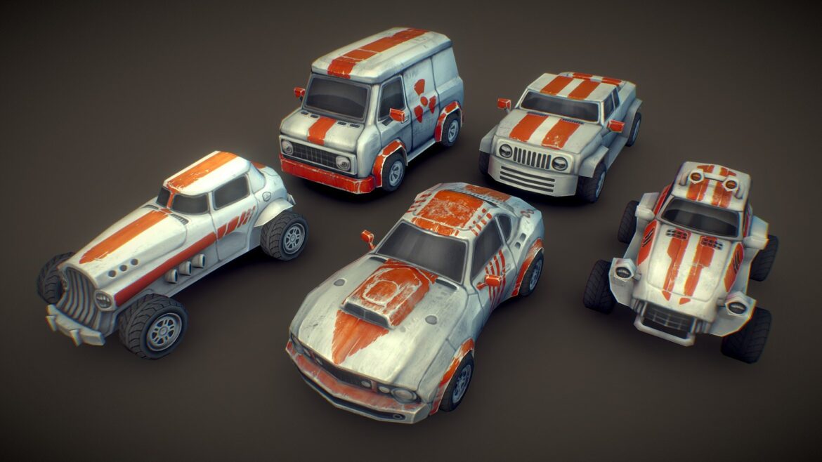 rally car set hp series render scene 3d model