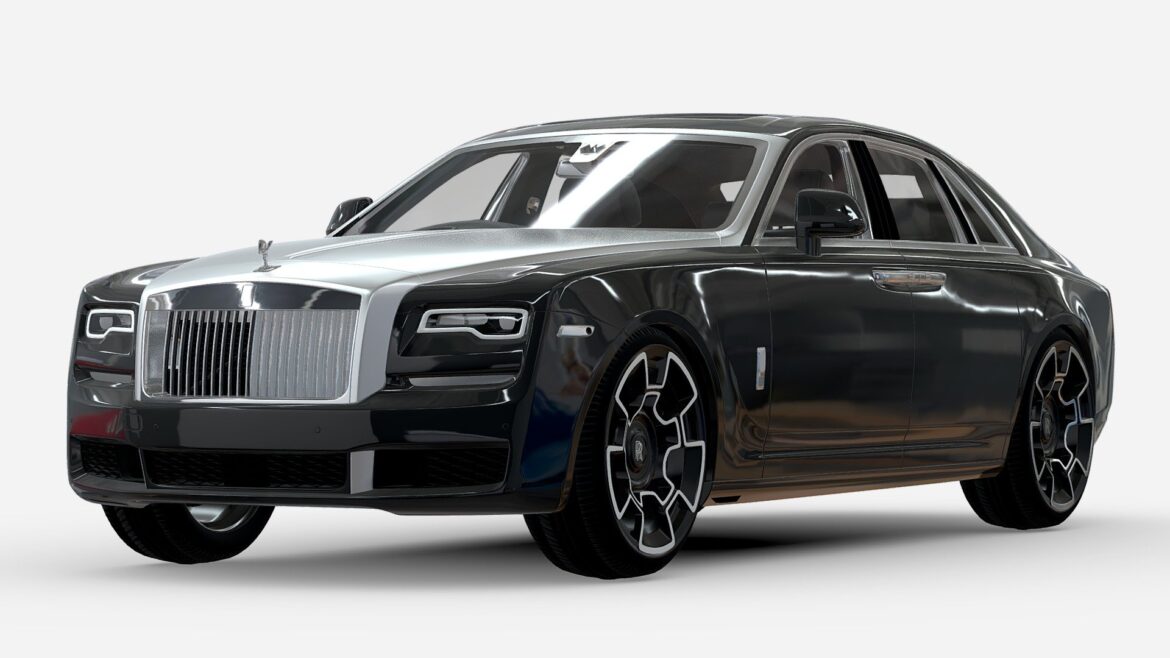 Rolls Royce Ghost 3d Model - High-resolution 3D rendering of a Rolls-Royce Ghost luxury sedan showing the iconic grille and Spirit of Ecstasy.