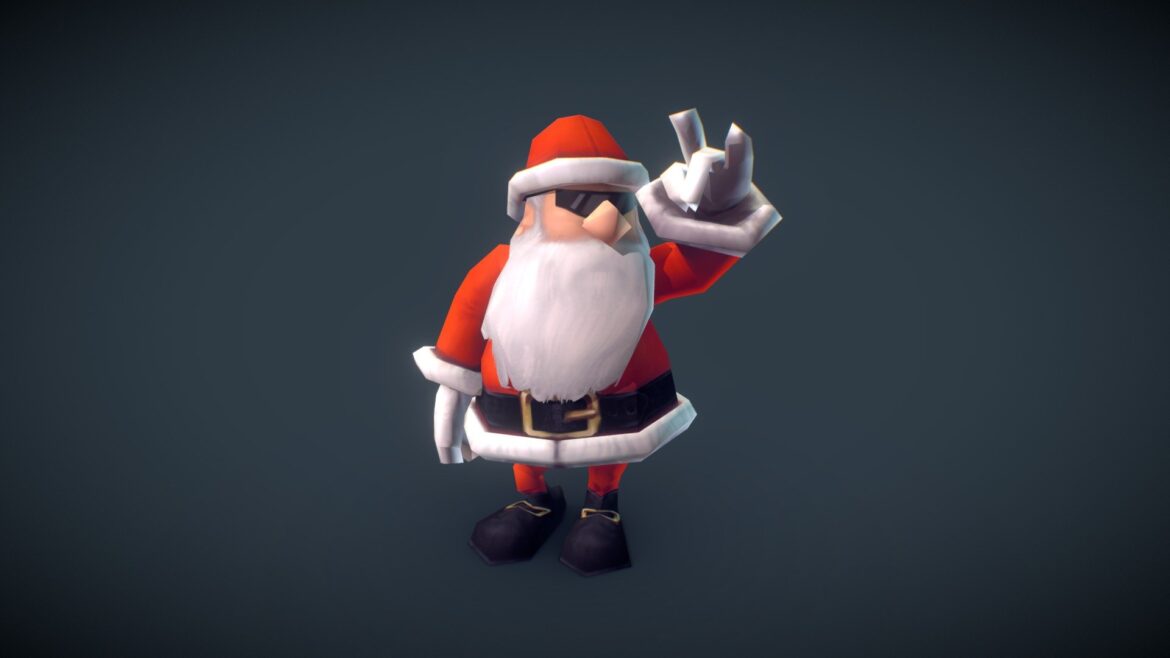 christmas tree set hand painted 3d model