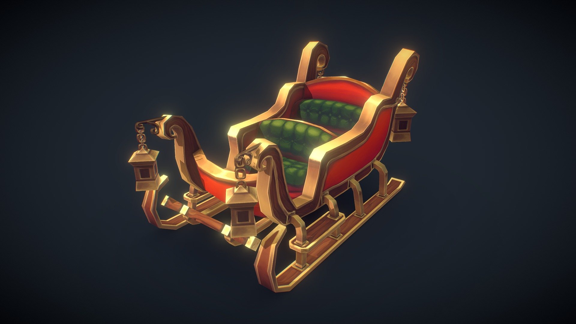 Santas Sleigh – Hand Painted
