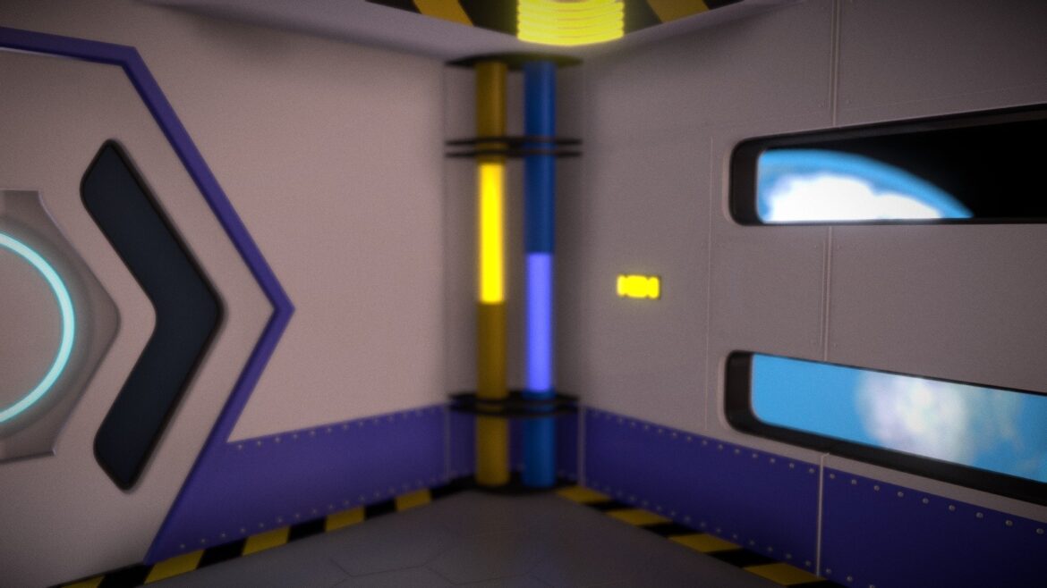 sci fi room with control panel 3d model