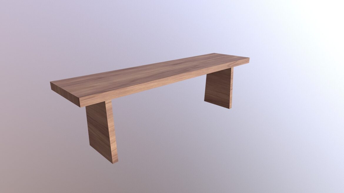 shelter wood grain bench 3d model