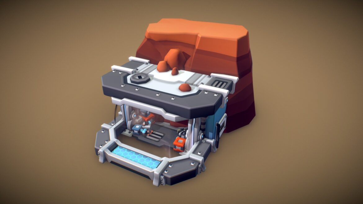 Tombstar Shop Booth 3d Model - Image of a game-ready shop booth 3D model designed for the Tombstar game environment, showcasing detailed textures and modular design.