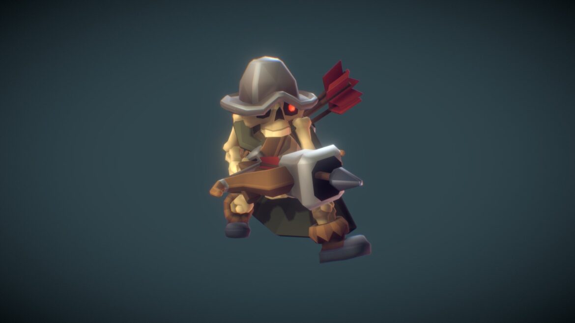 Skeleton Crossbowman 3d Model - A high-quality 3D model of a Skeleton Crossbowman from the Proto Series 2, ready for game development and fantasy scenes.