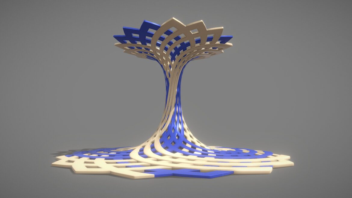 solar panel tower 01 animated blue 3d model