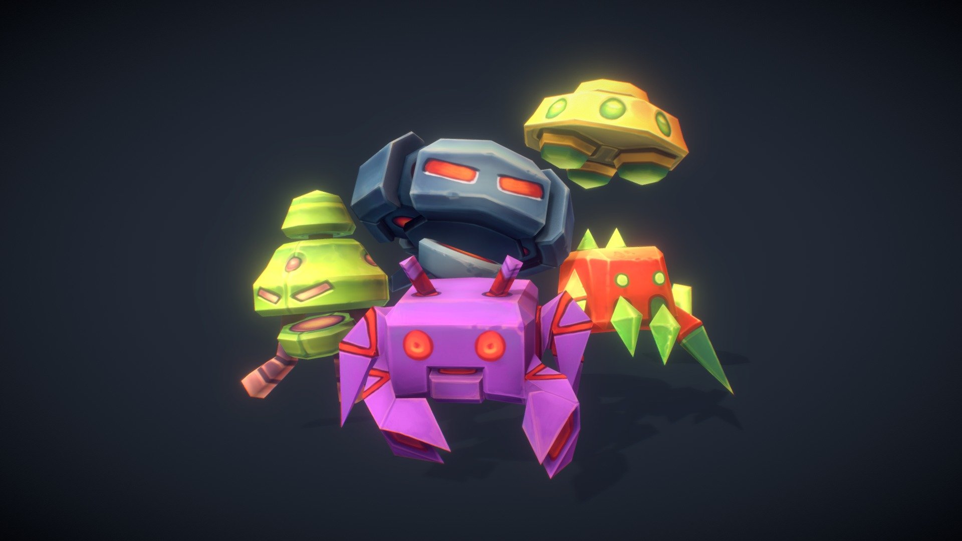 Space Invaders – Low Poly Hand Painted Series