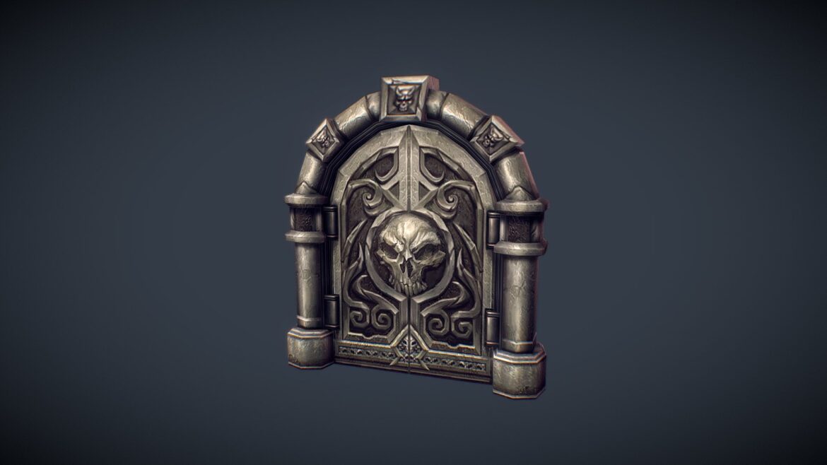 stone dungeon door hand painted series 3d model