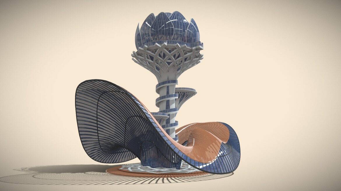 Structure Shaded 3d Model - A detailed render of a shaded structure a 3d model, showcasing its intricate geometry and subtle shadows.