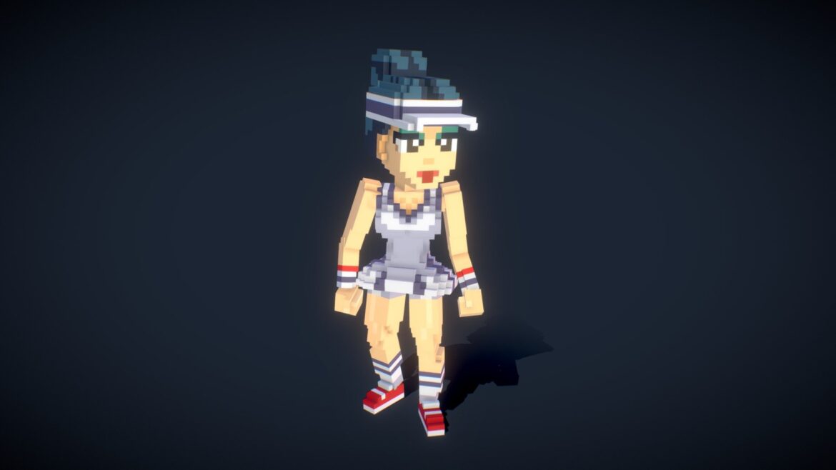tennis player voxel art 3d model