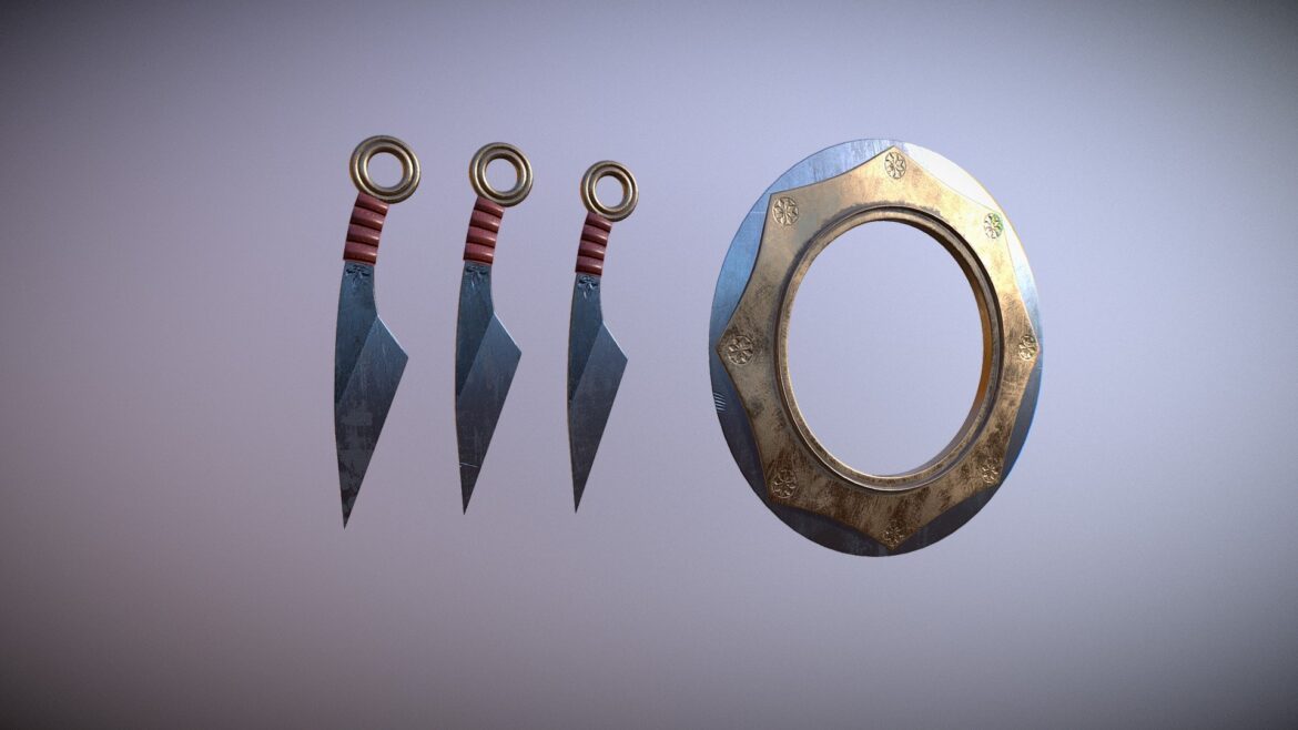 throwing weapons set 3d model