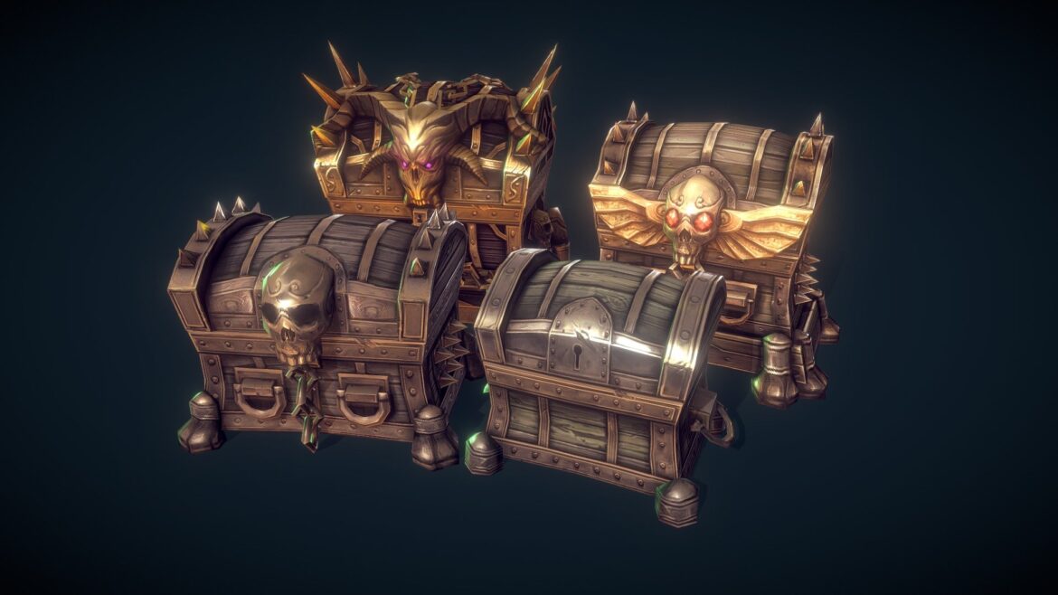 treasure chests hand painted series 3d model