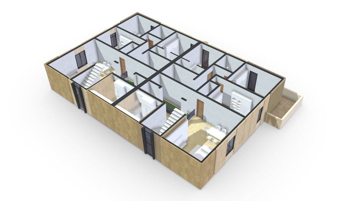 twin villa first floor 3d plan furnished 3d model