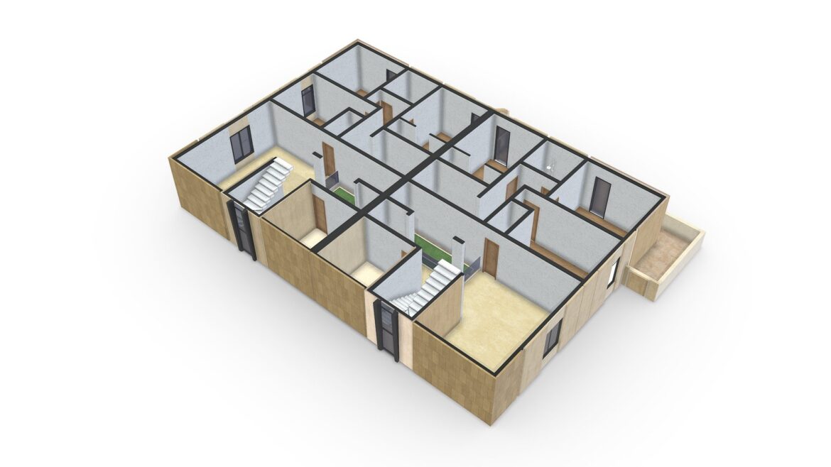 twin villa first floor 3d plan furnished 3d model