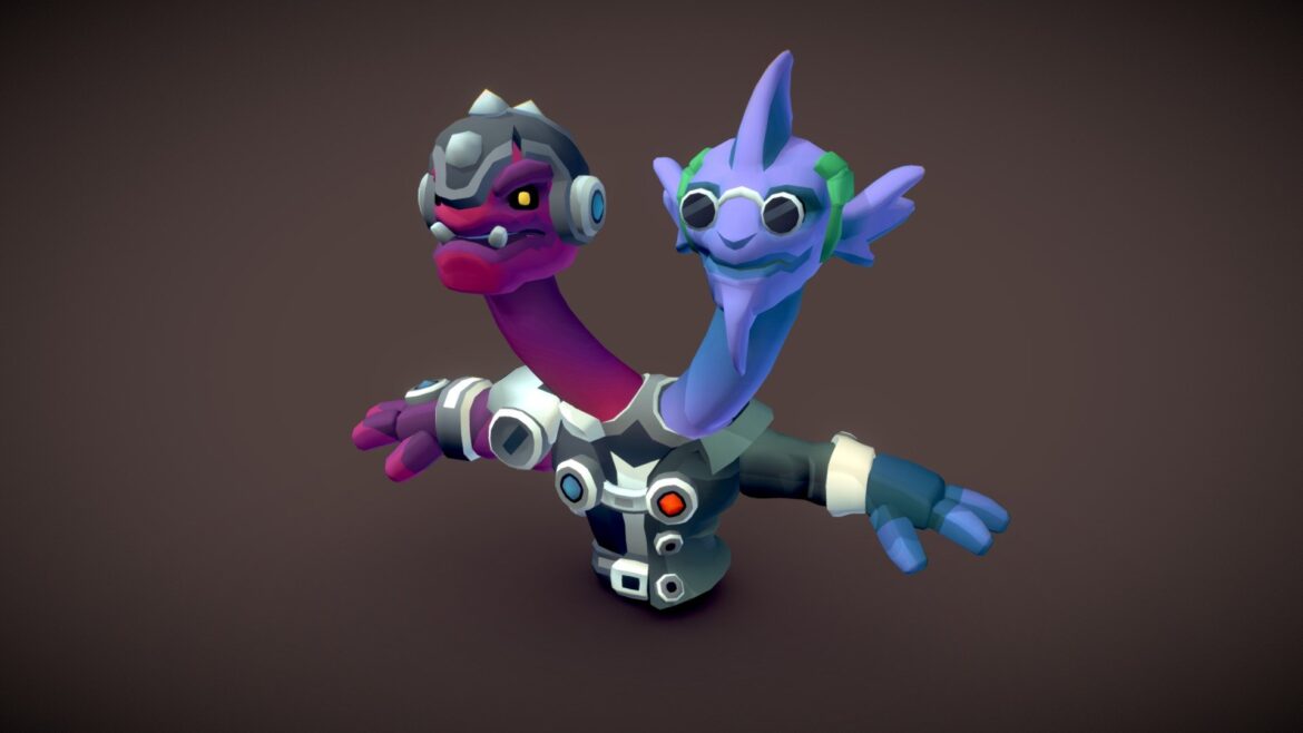 two headed alien preview 3d model