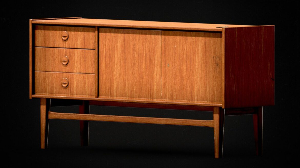 vintage 50s mid century sideboard 3d model