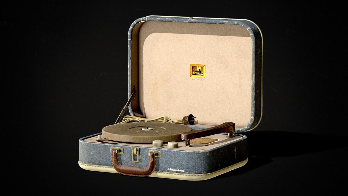 vintage 60s record player turntable 3d model