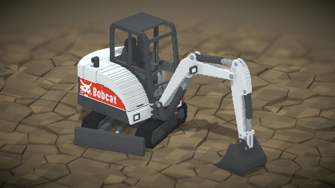 voxel bobcat excavator 3d model