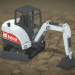 voxel bobcat excavator 3d model