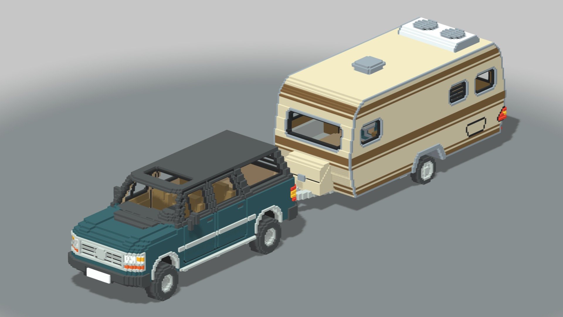 Voxel Caravan With SUV Tow