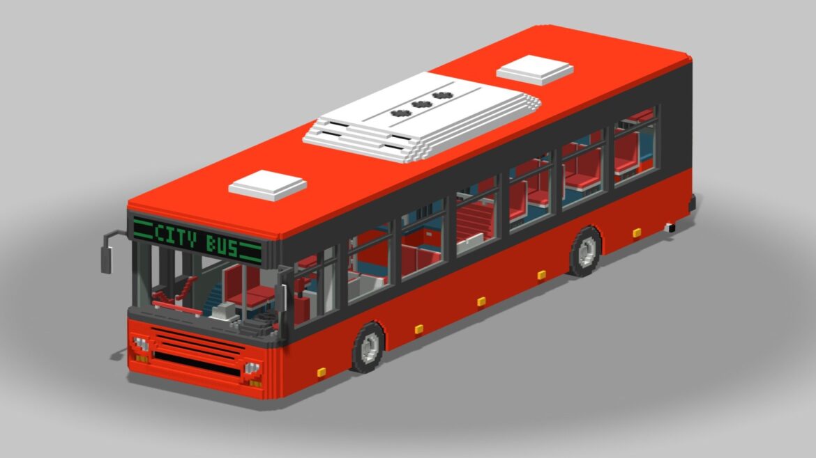 voxel city bus 3d model