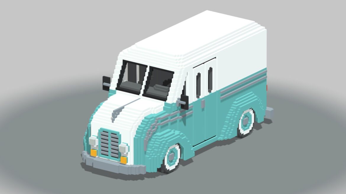 voxel divco milk truck 3d model