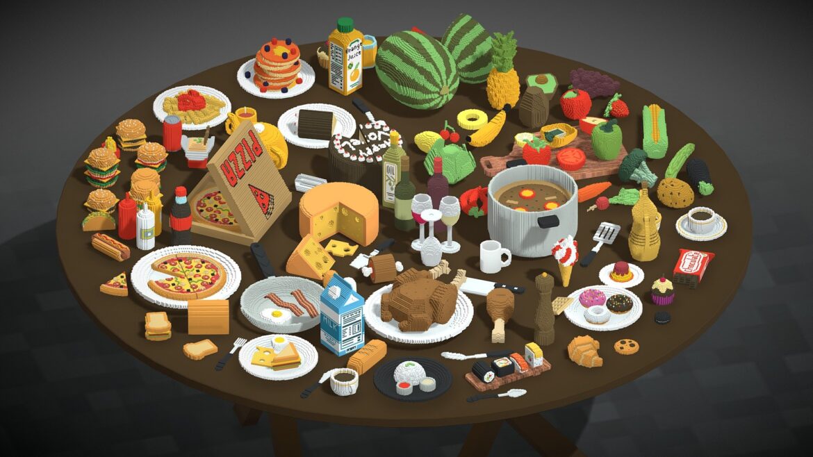 voxel food pack 117 items 3d model