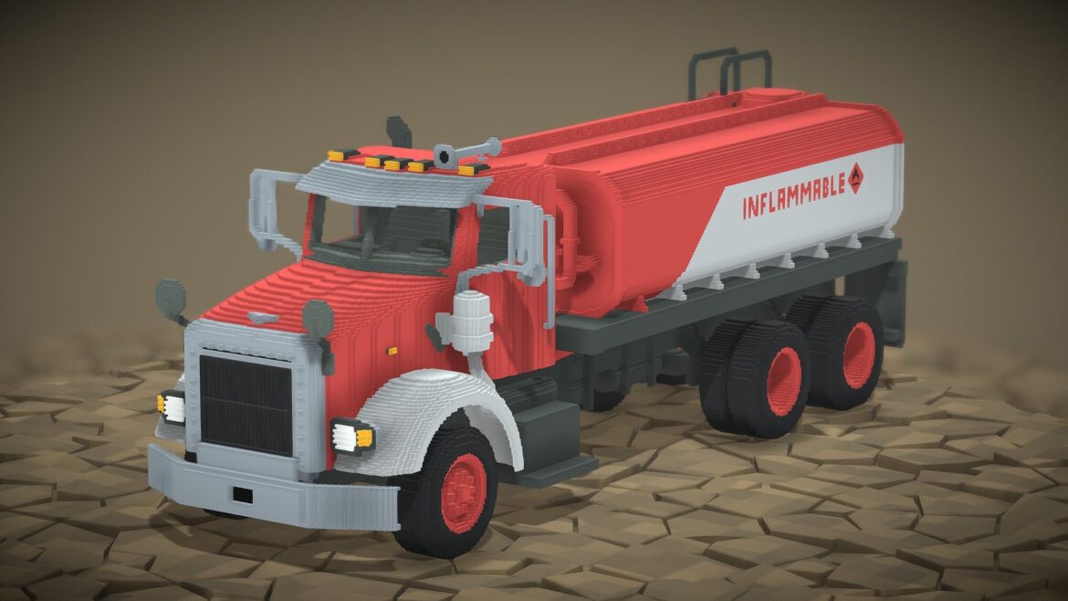 voxel fuel truck 3d model