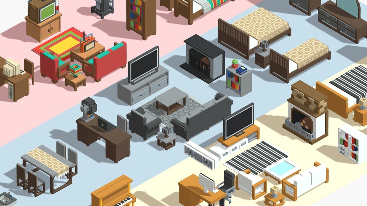 voxel furniture pack 99 items 3d model