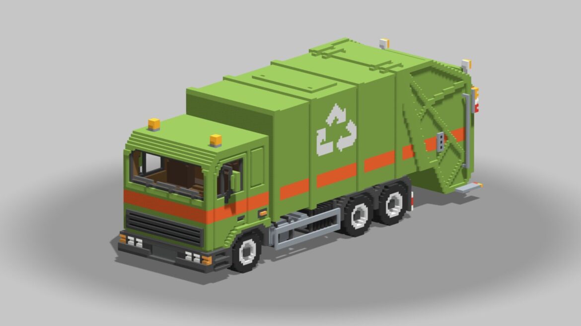 voxel garbage truck 3d model