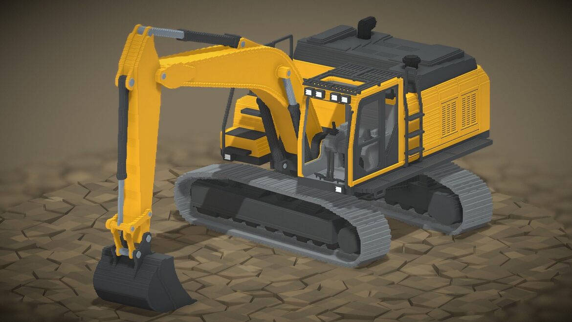 voxel large excavator 3d model
