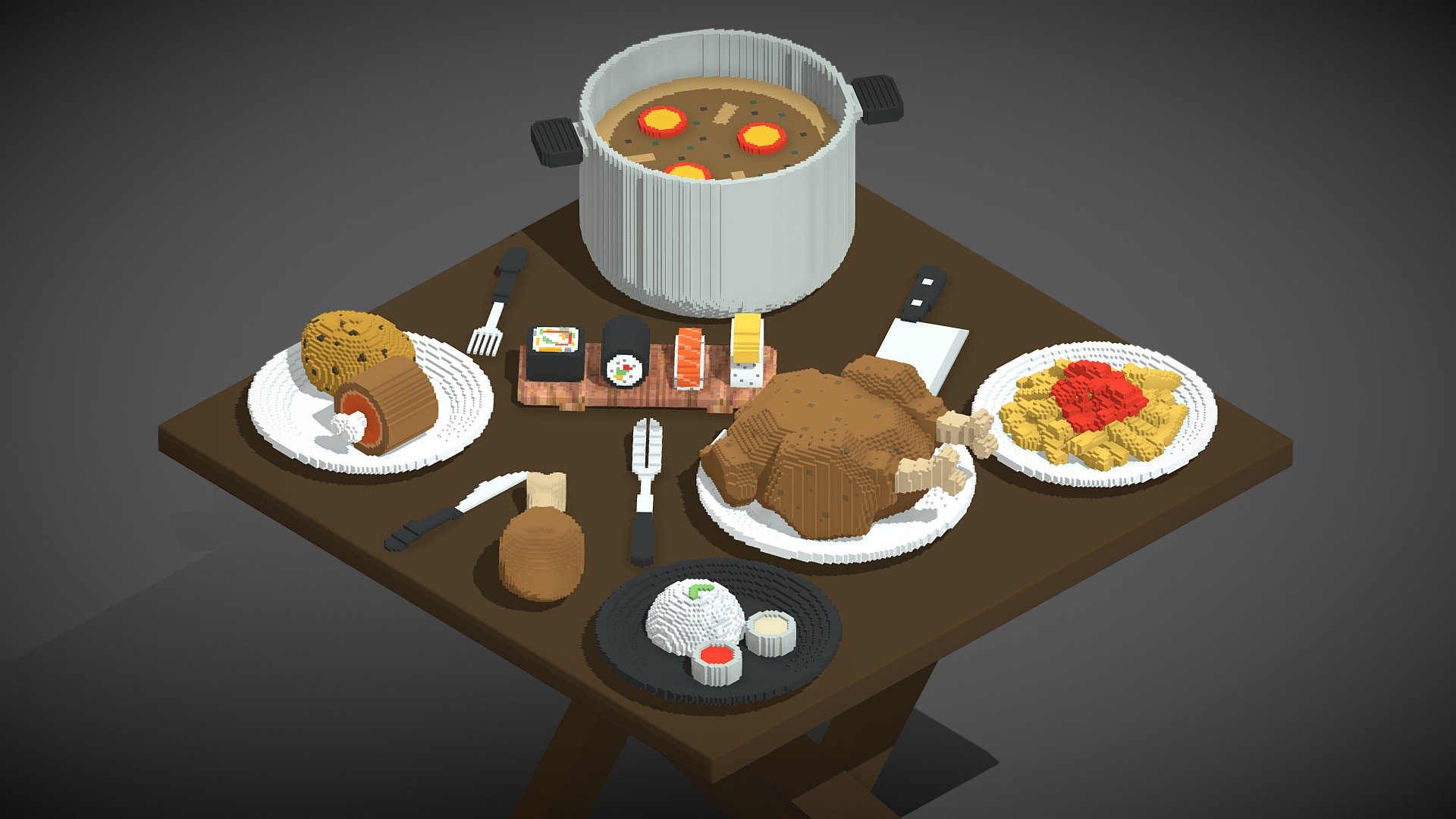 Voxel Lunch Food (17 Items)