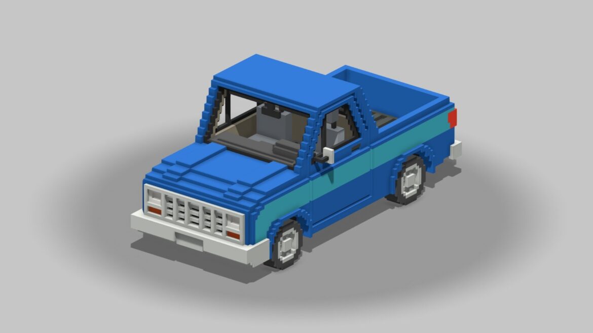 Voxel Pickup Truck 3d Model - high quality 3d asset
