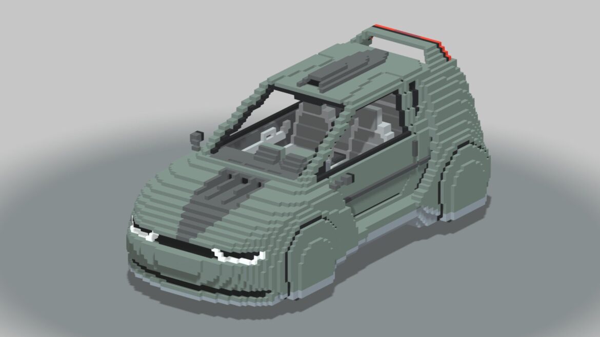 voxel sci fi car 3d model