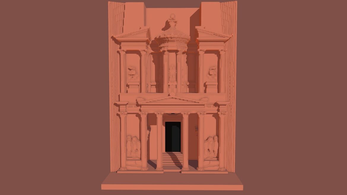 voxel treasury of petra 3d model