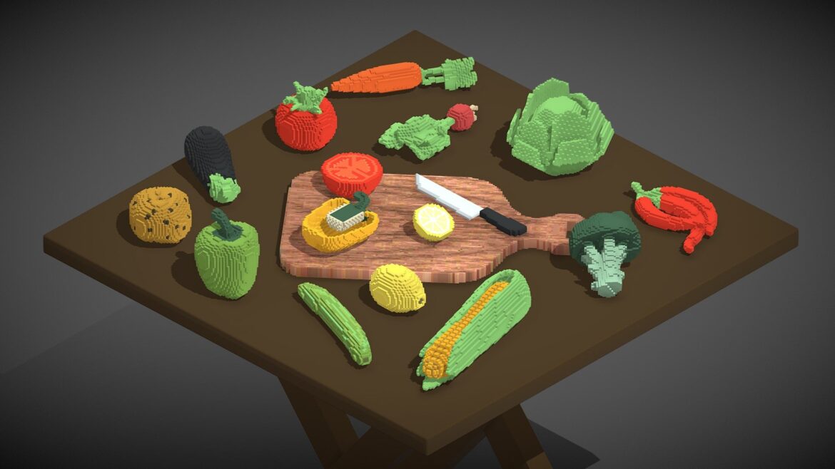 voxel vegetables 17 items 3d model