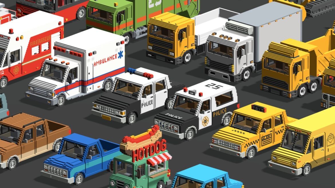 voxel vehicles pack 24 vehicles 3d model
