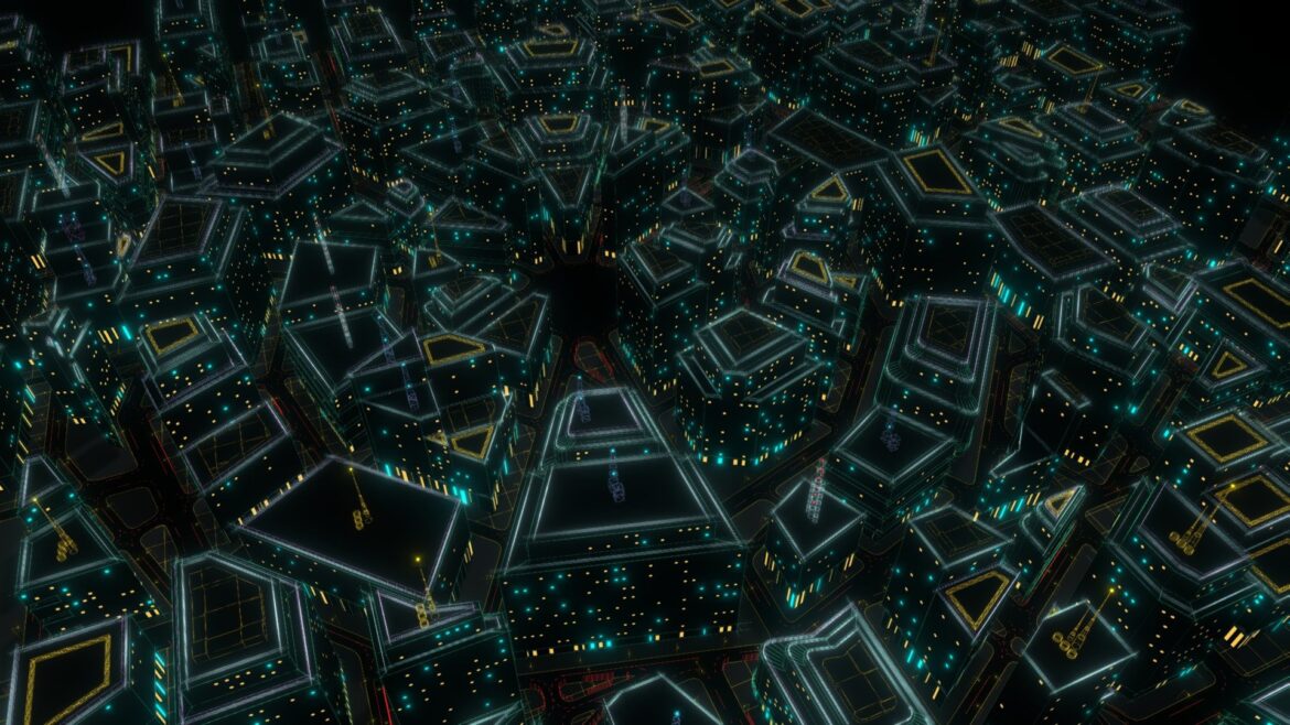 wire frame city 001 3d model