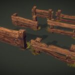 Wooden Fence Set 2 – Hand Painted