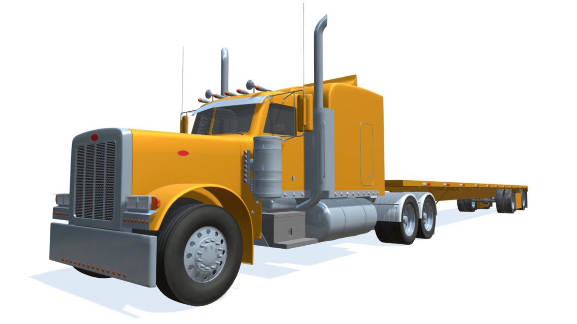 american truck flatbed 3d model