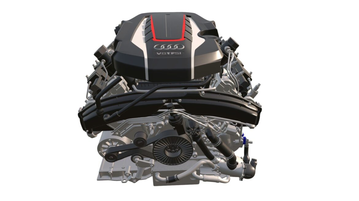audi s8 tfsi v8 engine 3d model